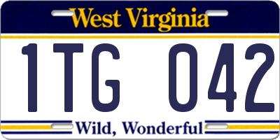 WV license plate 1TG042