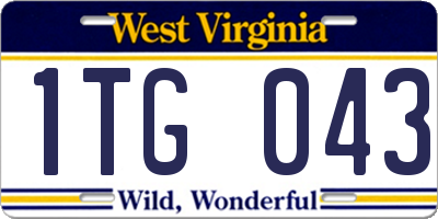 WV license plate 1TG043