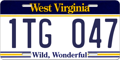 WV license plate 1TG047