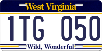 WV license plate 1TG050