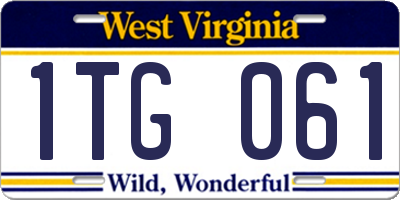WV license plate 1TG061