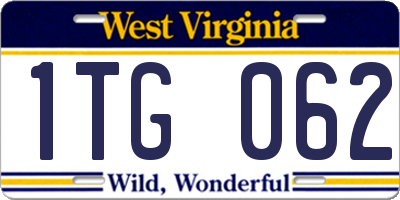 WV license plate 1TG062