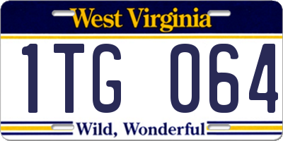 WV license plate 1TG064