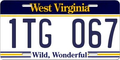 WV license plate 1TG067