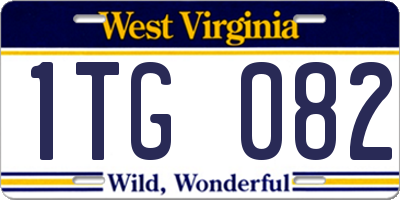 WV license plate 1TG082