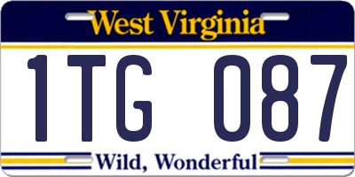 WV license plate 1TG087