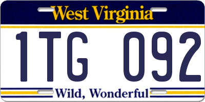 WV license plate 1TG092