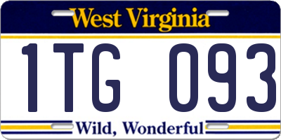 WV license plate 1TG093