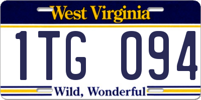 WV license plate 1TG094