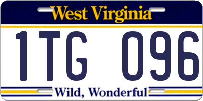 WV license plate 1TG096