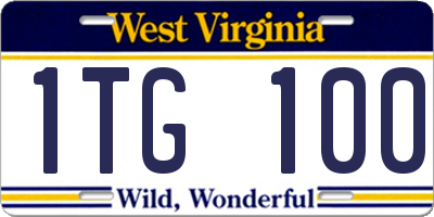 WV license plate 1TG100