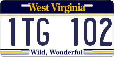 WV license plate 1TG102