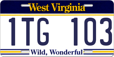WV license plate 1TG103
