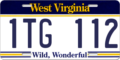 WV license plate 1TG112