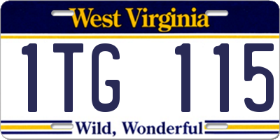 WV license plate 1TG115