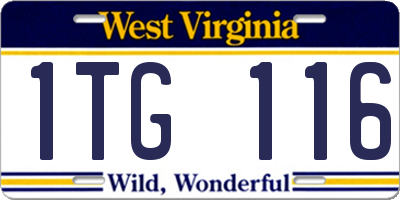 WV license plate 1TG116