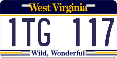 WV license plate 1TG117