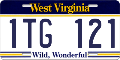 WV license plate 1TG121