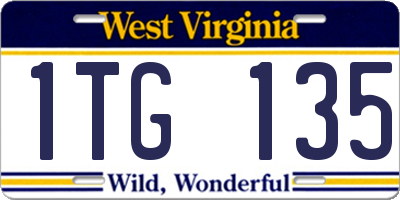 WV license plate 1TG135