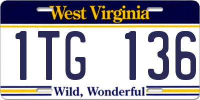 WV license plate 1TG136