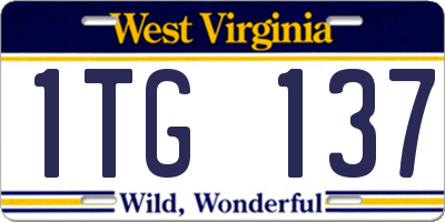 WV license plate 1TG137
