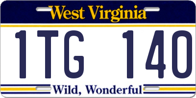 WV license plate 1TG140