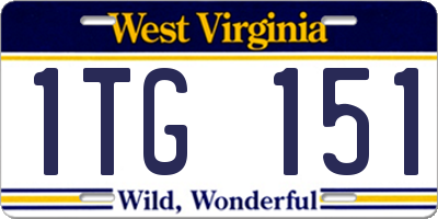 WV license plate 1TG151