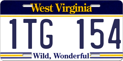 WV license plate 1TG154