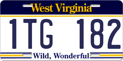 WV license plate 1TG182