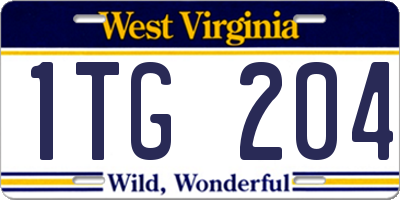 WV license plate 1TG204