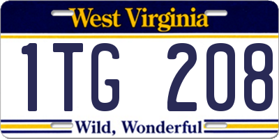 WV license plate 1TG208