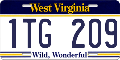 WV license plate 1TG209