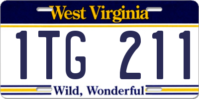 WV license plate 1TG211