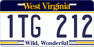 WV license plate 1TG212