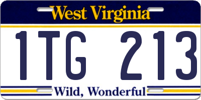 WV license plate 1TG213