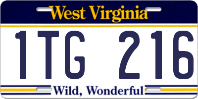 WV license plate 1TG216