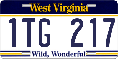 WV license plate 1TG217