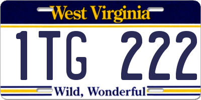 WV license plate 1TG222