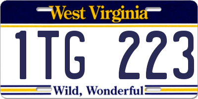 WV license plate 1TG223