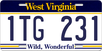 WV license plate 1TG231