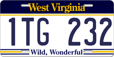 WV license plate 1TG232