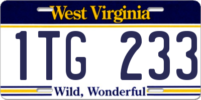 WV license plate 1TG233