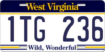 WV license plate 1TG236
