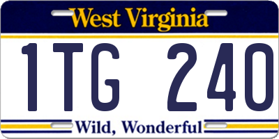 WV license plate 1TG240