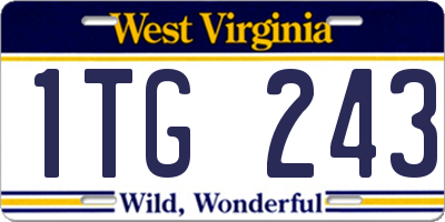 WV license plate 1TG243