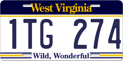 WV license plate 1TG274