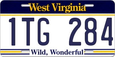 WV license plate 1TG284
