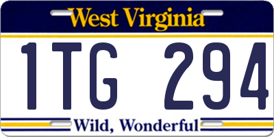 WV license plate 1TG294