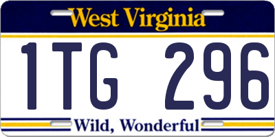 WV license plate 1TG296