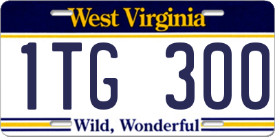 WV license plate 1TG300